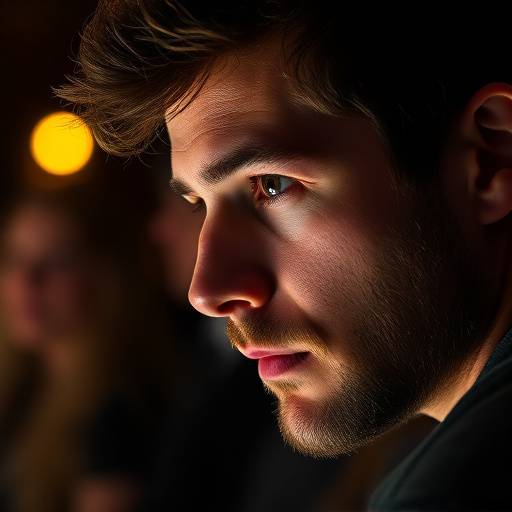 Gros plan sur un acteur en pleine concentration durant un cours de techniques d'acting